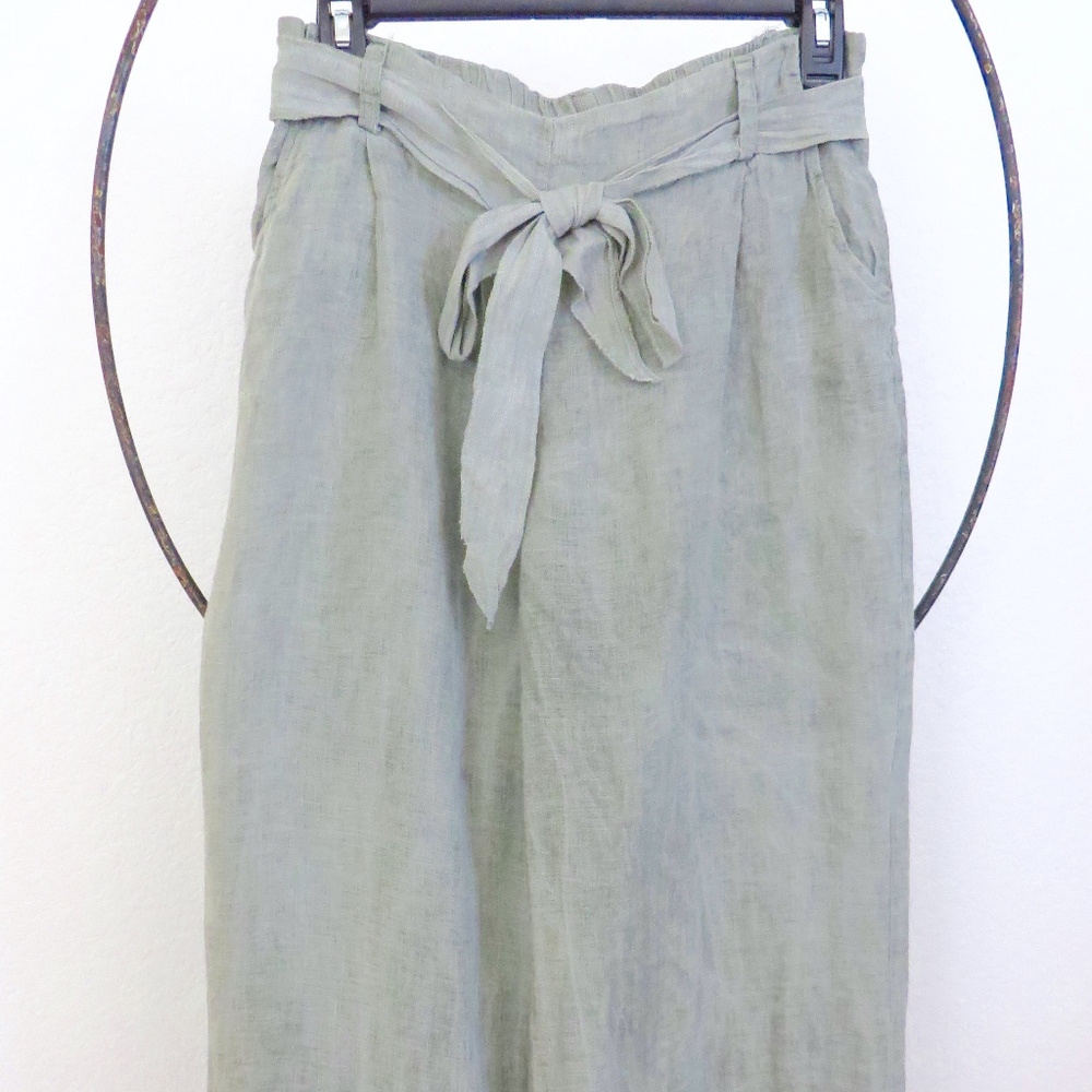 Olive Wide Leg Linen Pants